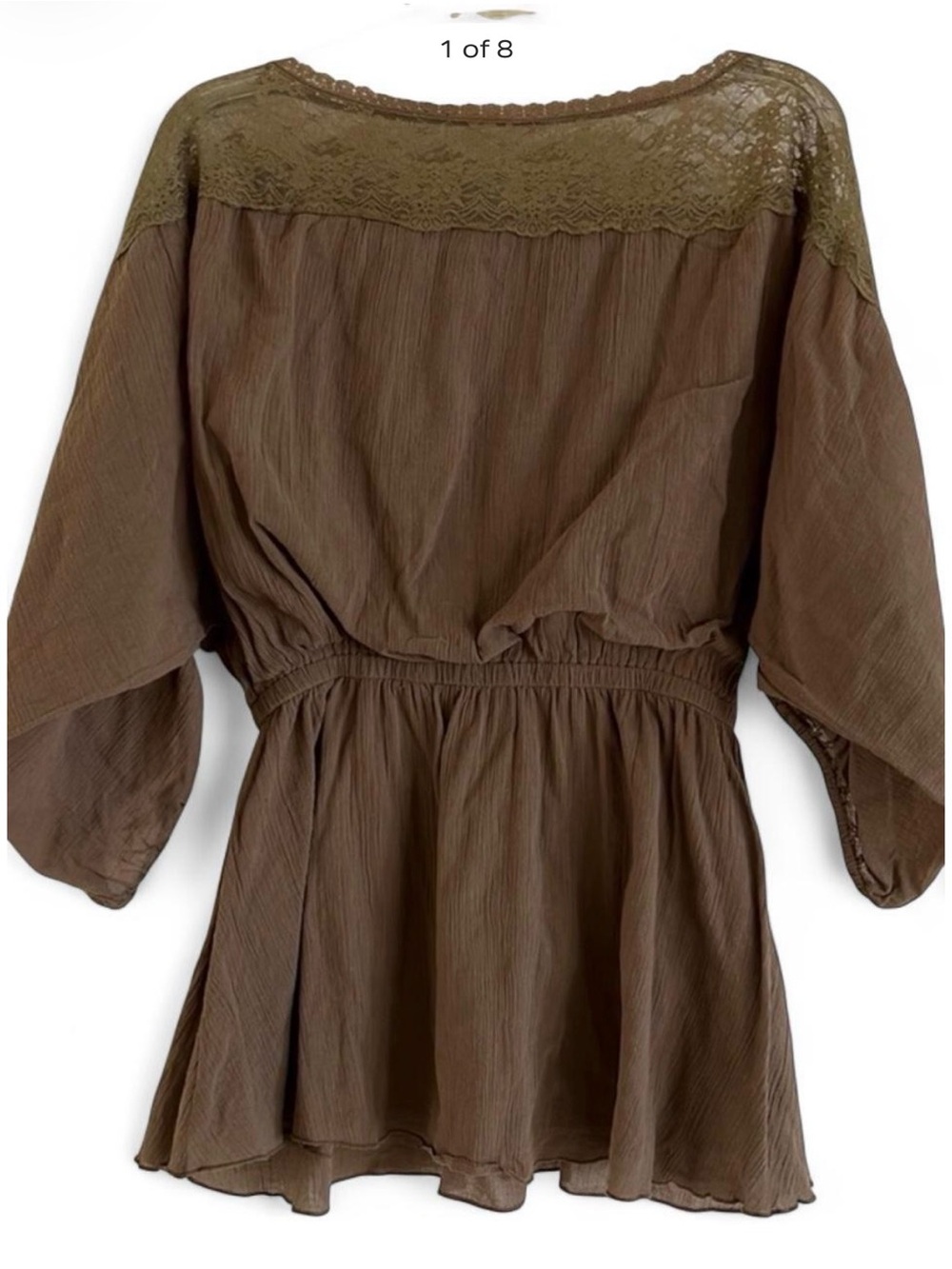 NWT Free People Lace Trim Blouson Boho Tunic Top Sz S